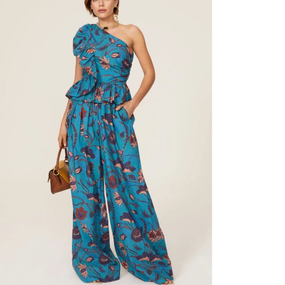 Ulla Johnson Floral One-Shoulder Ruffle Jumpsuit